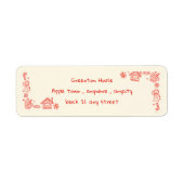 Rode speelse hand getrokken Doodle grillige kerst Etiket (Voorkant)