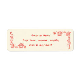 Rode speelse hand getrokken Doodle grillige kerst Etiket