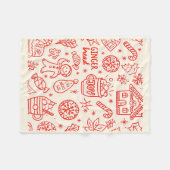 Rode speelse hand getrokken Doodle grillige kerst Fleece Deken (Voorkant (Horizontaal))