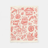 Rode speelse hand getrokken Doodle grillige kerst Fleece Deken (Voorkant)
