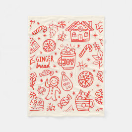 Rode speelse hand getrokken Doodle grillige kerst Fleece Deken