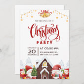 Rode Speelse Kerstfeest Flyer uitnodiging (Voorkant / Achterkant)