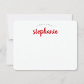 Rode Speelse Script Persoonlijke Plat Notitiekaartje (Voorkant)