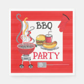 Rode spelden gestreepte BBQ-feest  Servet (Voorkant)