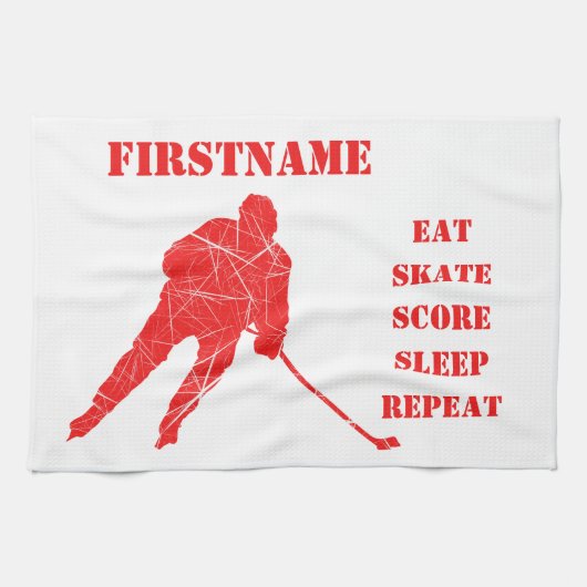 Rode speler - IJshockey schaats handdoek (Horizontaal)