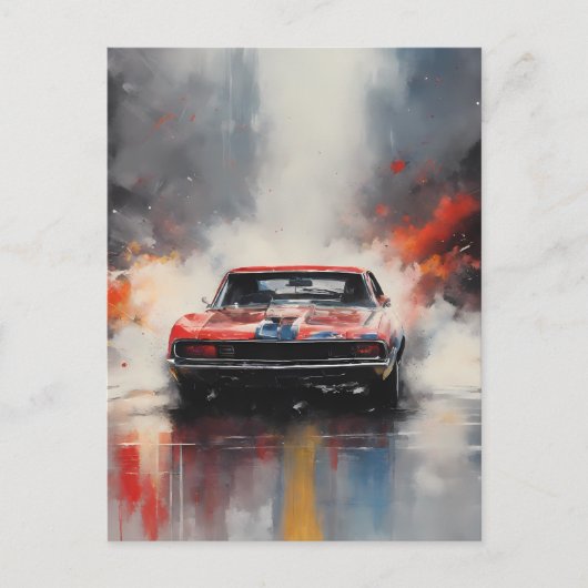 Rode Spier Auto hoofd op Briefkaart (Voorkant)