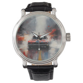 Rode Spier Auto hoofd op Horloge