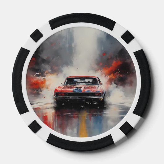 Rode Spier Auto hoofd op Poker Chips (Achterkant)