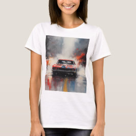 Rode Spier Auto hoofd op T-shirt