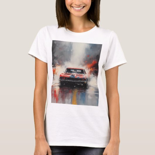 Rode Spier Auto hoofd op T-shirt (Voorkant)