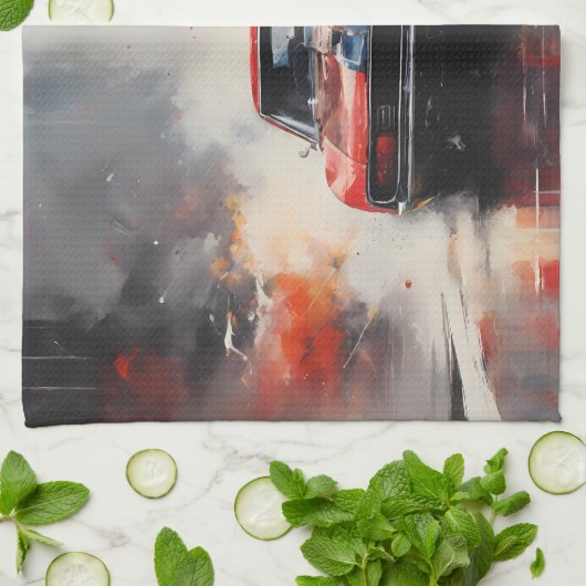 Rode Spier Auto hoofd op Theedoek (Gevouwen)