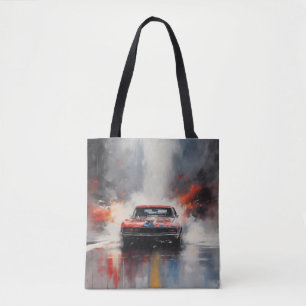 Rode Spier Auto hoofd op Tote Bag