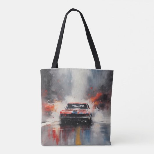 Rode Spier Auto hoofd op Tote Bag (Achterkant)