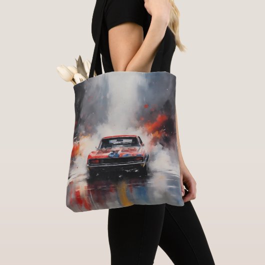 Rode Spier Auto hoofd op Tote Bag (Dichtbij)