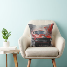 Rode Spier Auto met zilveren streep Kussen