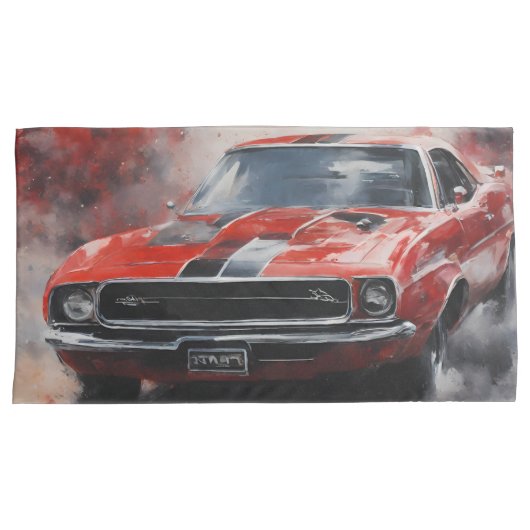 Rode Spier Auto met zilveren streep Kussensloop (Voorkant-Rechts)