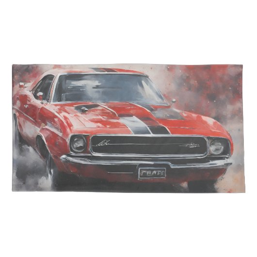 Rode Spier Auto met zilveren streep Kussensloop (Achterkant-Links)