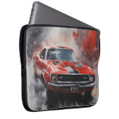  Rode Spier Auto met zilveren streep Laptop Sleeve (Voorkant Rechts)