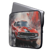  Rode Spier Auto met zilveren streep Laptop Sleeve (Voorkant Links)