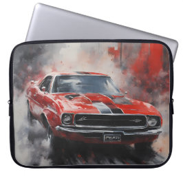  Rode Spier Auto met zilveren streep Laptop Sleeve
