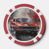  Rode Spier Auto met zilveren streep Poker Chips (Achterkant)