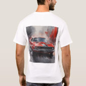 Rode Spier Auto met zilveren streep T-shirt (Achterkant)