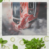  Rode Spier Auto met zilveren streep Theedoek (Gevouwen)