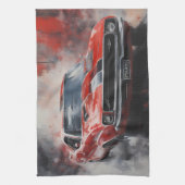  Rode Spier Auto met zilveren streep Theedoek (Verticaal)