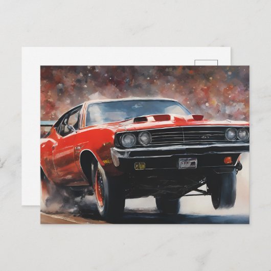 Rode  Spierwagen Briefkaart (Voorkant / Achterkant)