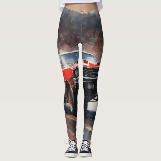 Rode  Spierwagen Leggings (Voorkant)