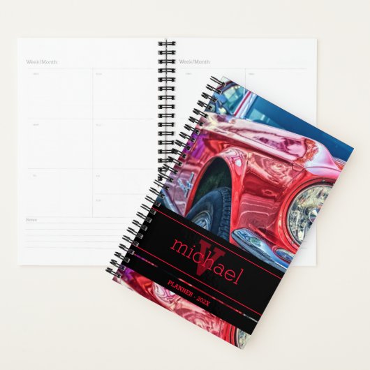  rode spierwagen monogrammed Planner (Display)