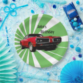 Rode spierwagen papieren bordje (Feest)