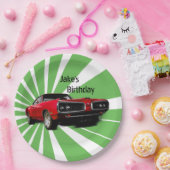 Rode spierwagen papieren bordje (Feest)