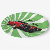 Rode spierwagen papieren bordje (Gekanteld)