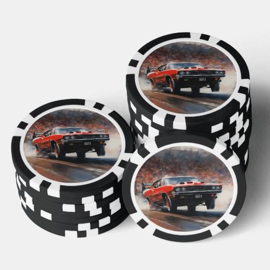Rode  Spierwagen Poker Chips (Opstapeling)