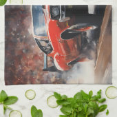 Rode  Spierwagen Theedoek (Gevouwen)