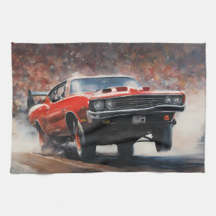 Rode  Spierwagen Theedoek