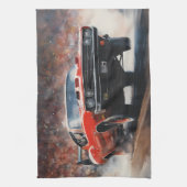 Rode  Spierwagen Theedoek (Verticaal)