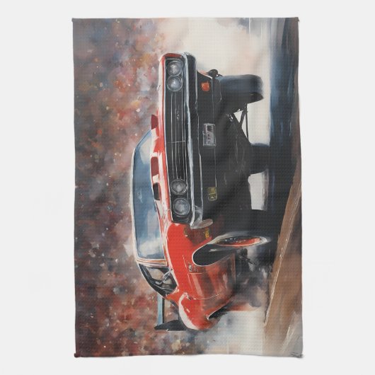 Rode Spierwagen Theedoek (Verticaal)