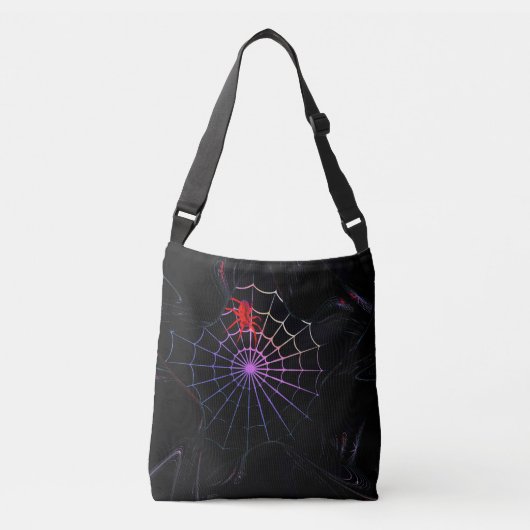 Rode spin in een gloeiend web crossbody tas (Voorkant)