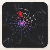Rode spin in een gloeiend web kartonnen onderzetters (Voorkant)