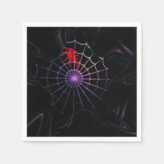Rode spin in een gloeiend web servet
