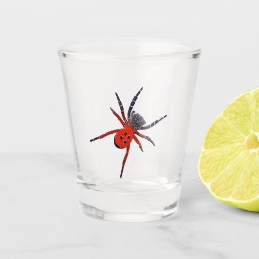 Rode spin shot glas (Voorkant)