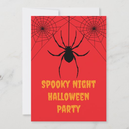 Rode Spin Uitnodiging voor Griezelig Halloween Fee (Voorkant)