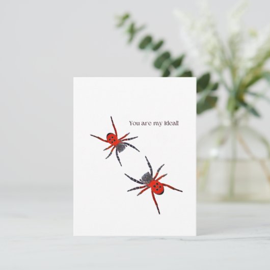 Rode spinnen feestdagenkaart (Staand voorkant)