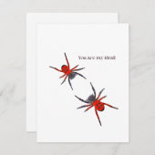 Rode spinnen feestdagenkaart (Voorkant / Achterkant)