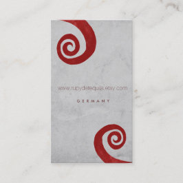 Rode spiraal distressed handgemaakte visitekaartje
