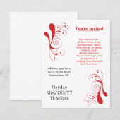 Rode spiraalvormige uitnodigingen voor elke gelege (Voorkant / Achterkant)