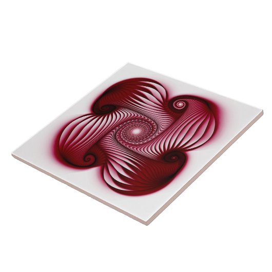 Rode spiralen vorm tegeltje (Zijkant)