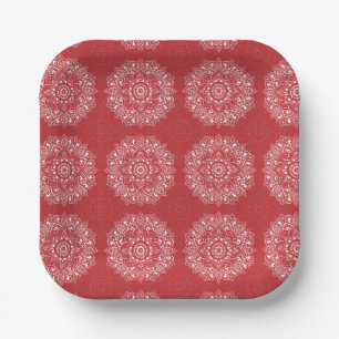 Rode spirituele Indiase mandala-patroon Papieren Bordje